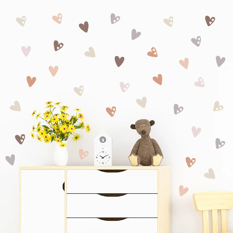 36 Hearts Boho Wall Decals