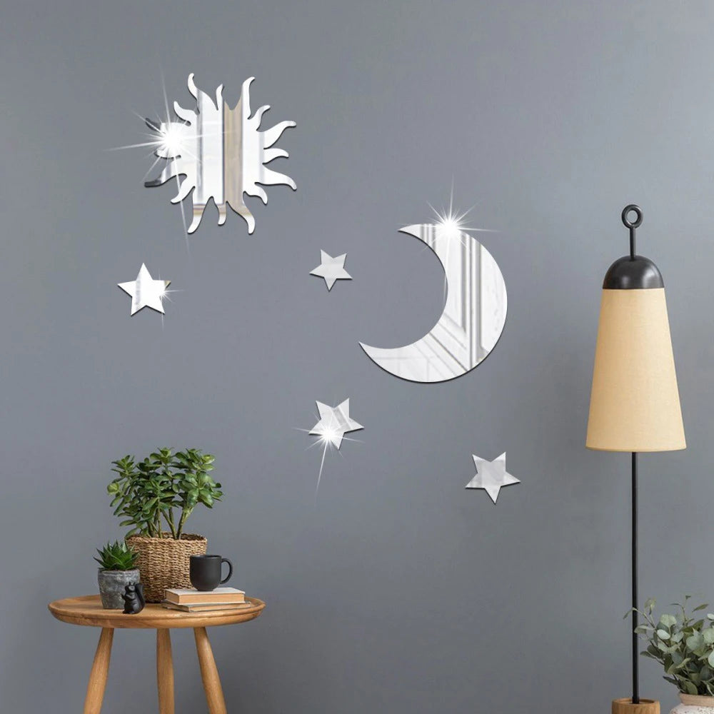 Moon and Star Mirror Wall Decals