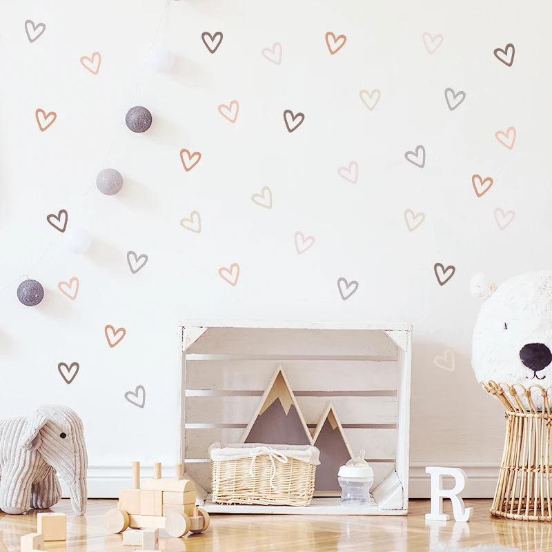 36 Hearts Boho Wall Decals