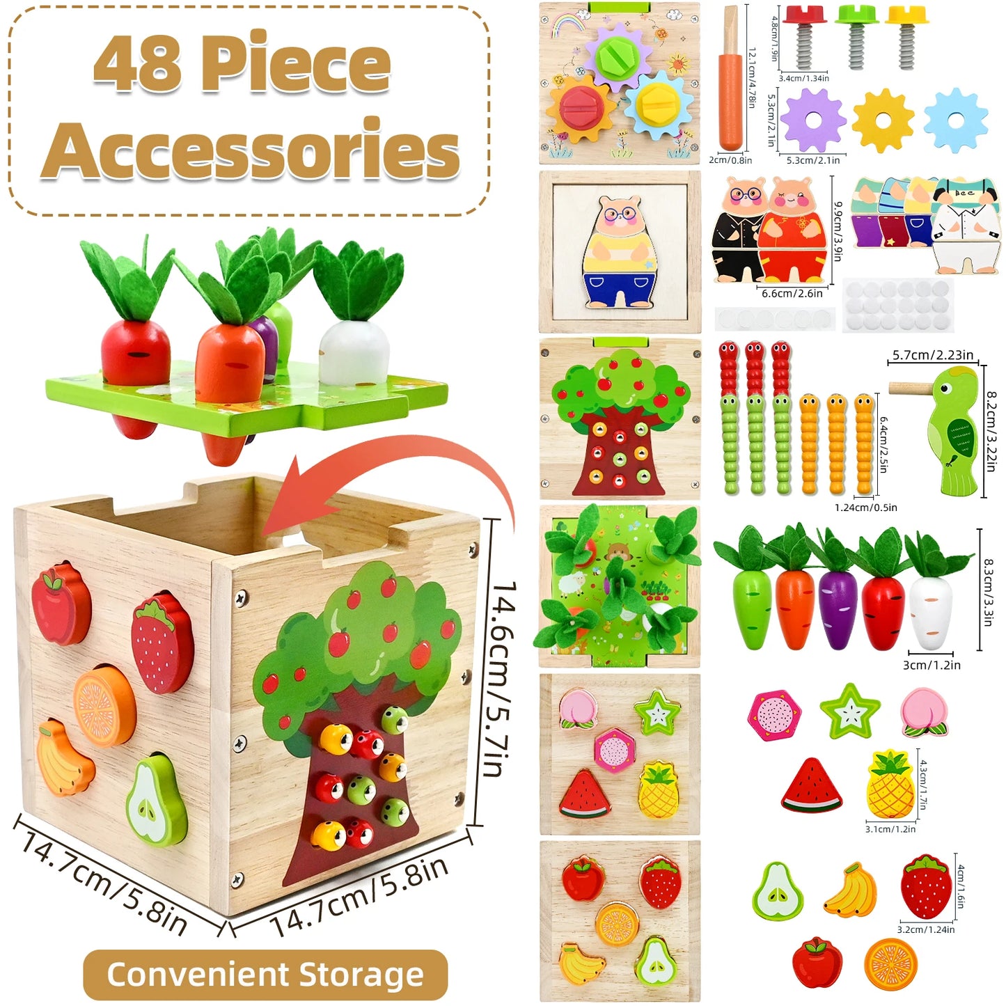 Baby Activity Cube Center - 5 in 1 Montessori Educational Learning Sensory Toy