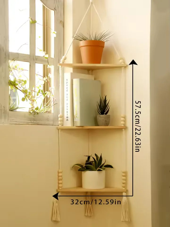 1-3 Tiered Boho Floating Wall Shelf