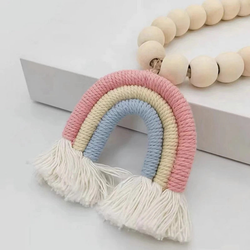 2pc Boho Rainbow Beaded Magnetic Curtain Tiebacks