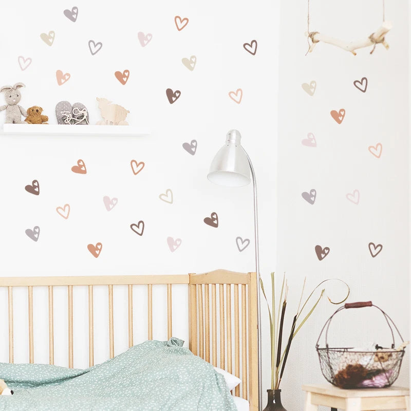 36 Hearts Boho Wall Decals