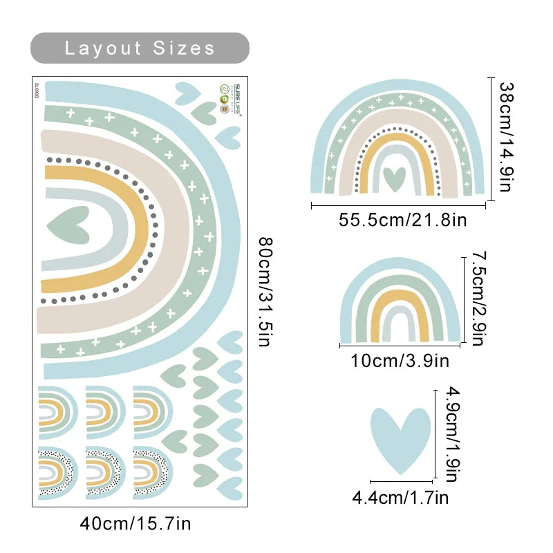 The Sweetest Rainbow Hearts Wall Decals