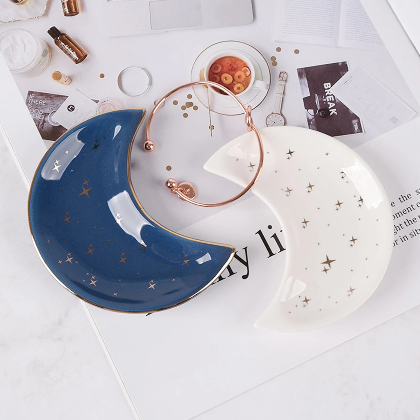 Nordic Ceramic Moon Jewelry Dish