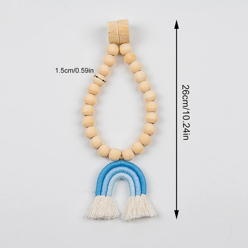 2pc Boho Rainbow Beaded Magnetic Curtain Tiebacks