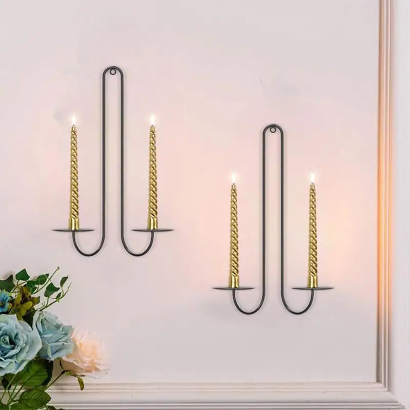 Double Armed Iron Candle Holders
