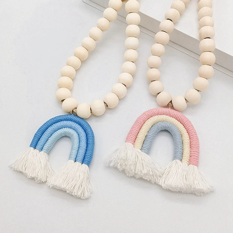 2pc Boho Rainbow Beaded Magnetic Curtain Tiebacks