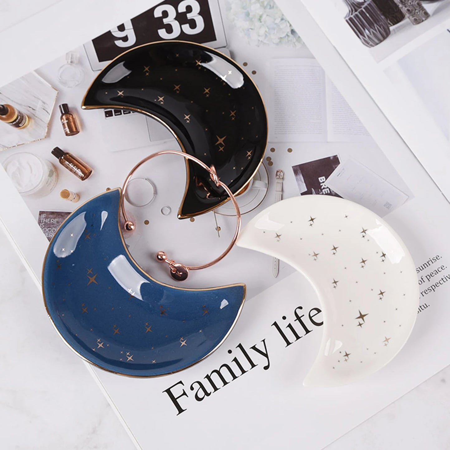 Nordic Ceramic Moon Jewelry Dish