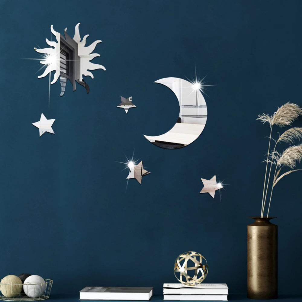 Moon and Star Mirror Wall Decals