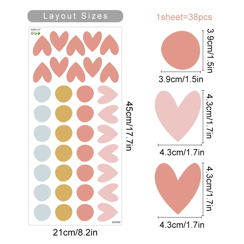 The Sweetest Rainbow Hearts Wall Decals