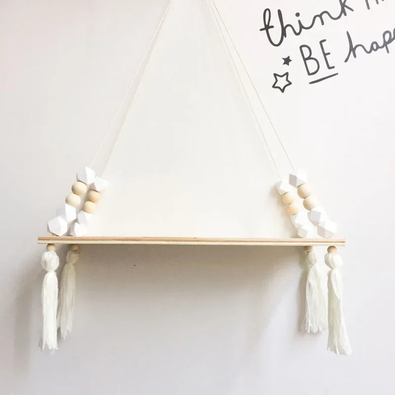 Beaded Macramé Decorative Wall Shelf