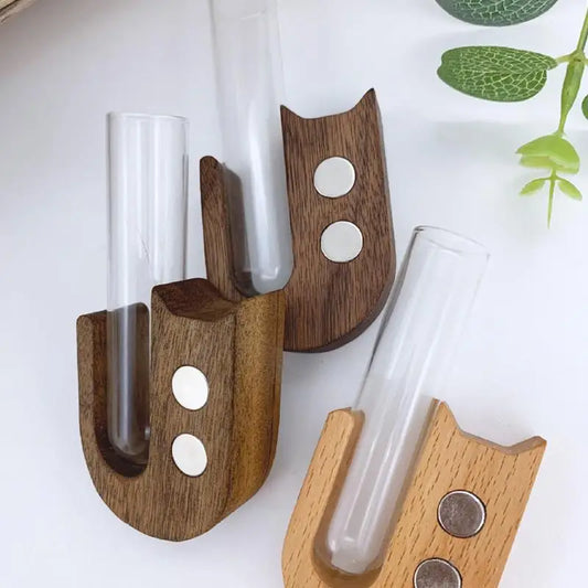 Wooden Fridge Magnet Vase