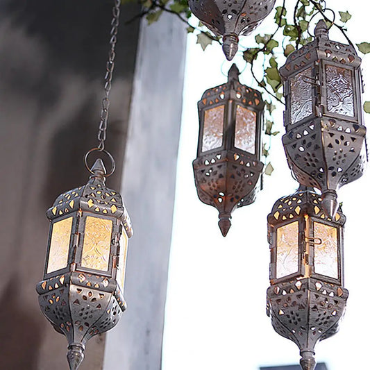 Hanging Moroccan Glass Tealight Holder