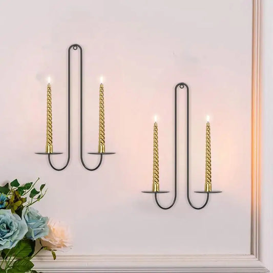 Double Armed Iron Candle Holders