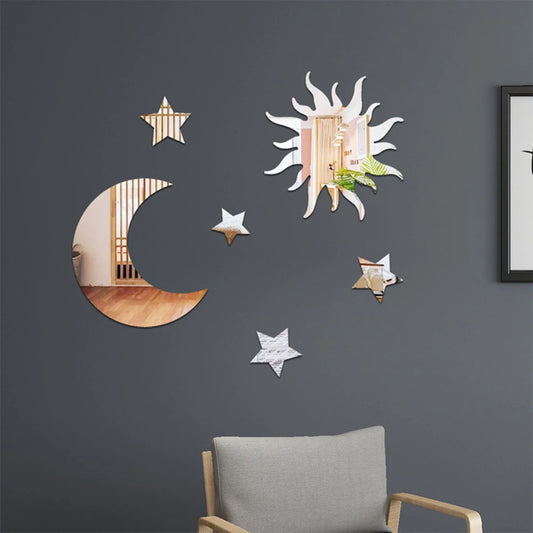 Moon and Star Mirror Wall Decals