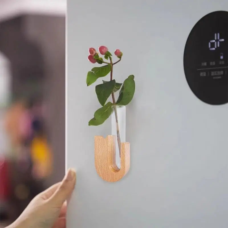 Wooden Fridge Magnet Vase